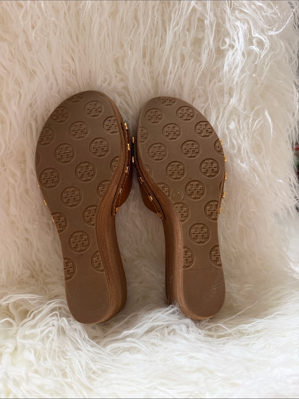 Tory Burch Cognac Leather Logo Slide Mules - Picture 5 of 6